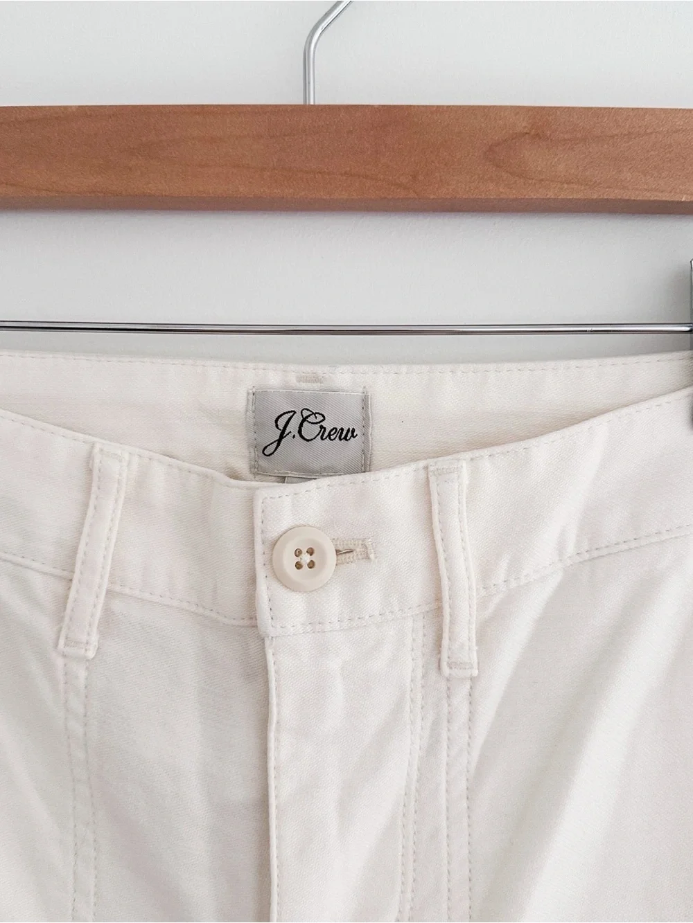 NWT J.Crew Cotton Pant Natural Cream Relaxed Tapered Patch Pockets Size 2 Petite